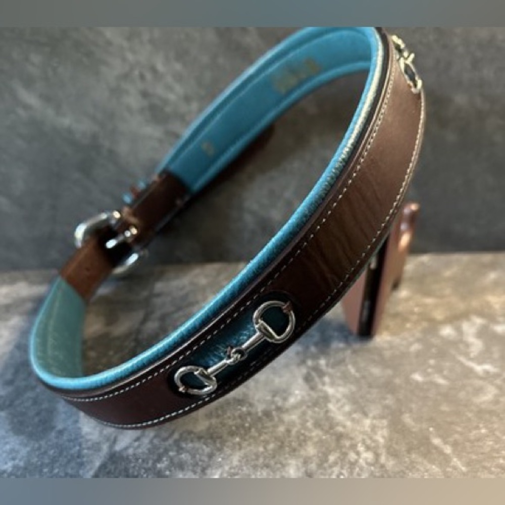 Noble  Black Leather Belt with Gold Logo